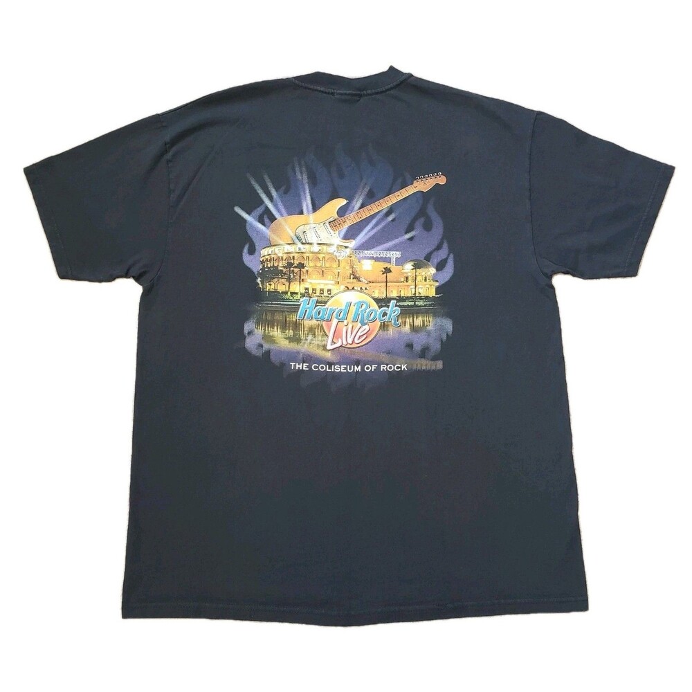 Vintage 90s Hard Rock Live Orlando Sz XL Mens Black Double Side T-Shirt Flames